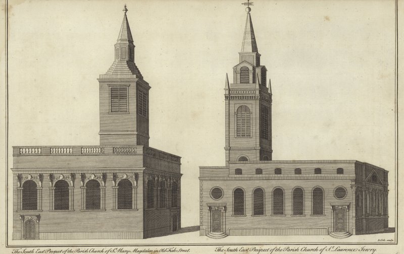 Church of St Mary Magdalen in Old Fish Street and Church of St Lawrence Jewry, London by English School