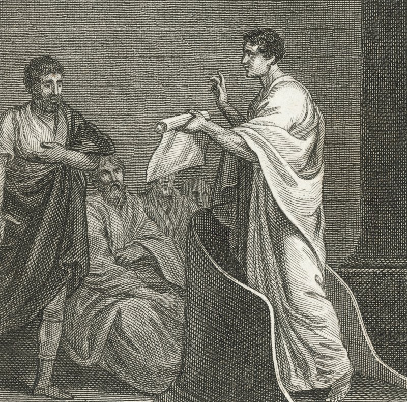 Cicero Accusing Catiline in the Senate House by English School