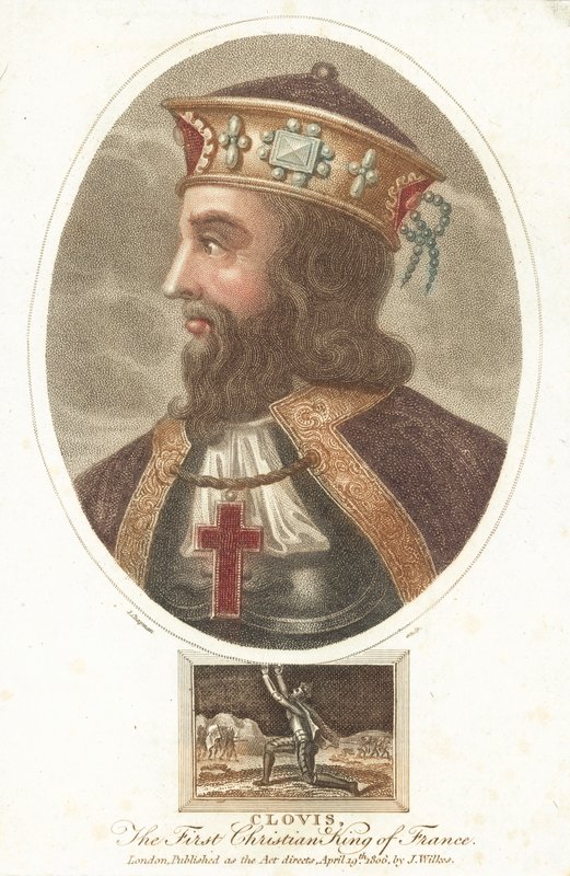 Clovis I, first Christian King of the Franks by English School