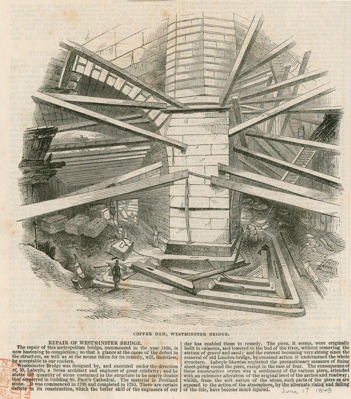 Coffer Dam, Westminster Bridge by English School