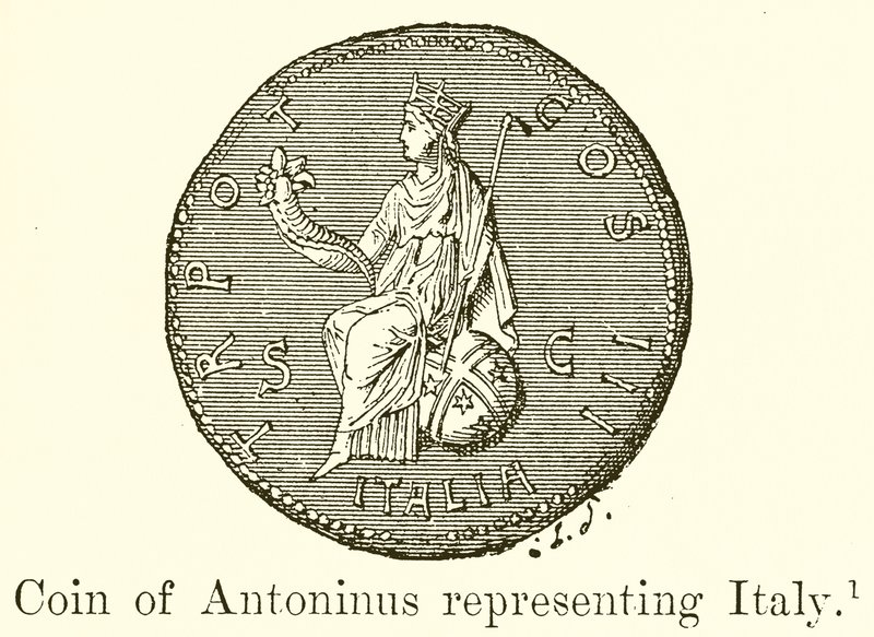 Coin of Antoninus Representing Italy by English School