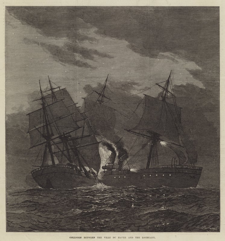 Collision between the Ville du Havre and the Lochearn by English School