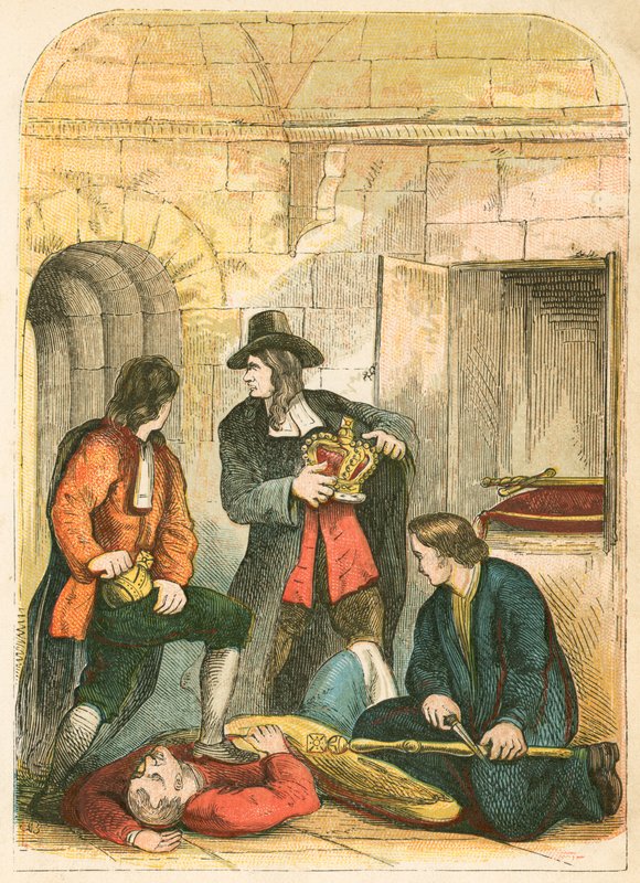 Colonel Blood stealing the regalia from the Tower by English School