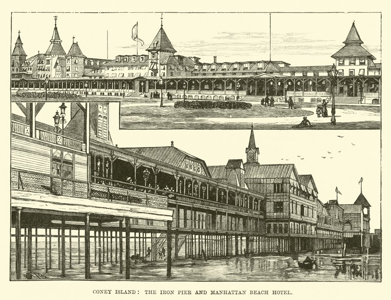 Coney Island, the Iron Pier and Manhattan Beach Hotel by English School
