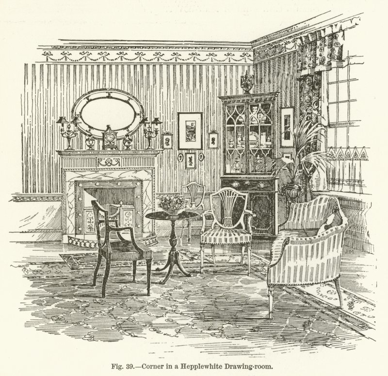 Corner in a Hepplewhite Drawing-room by English School