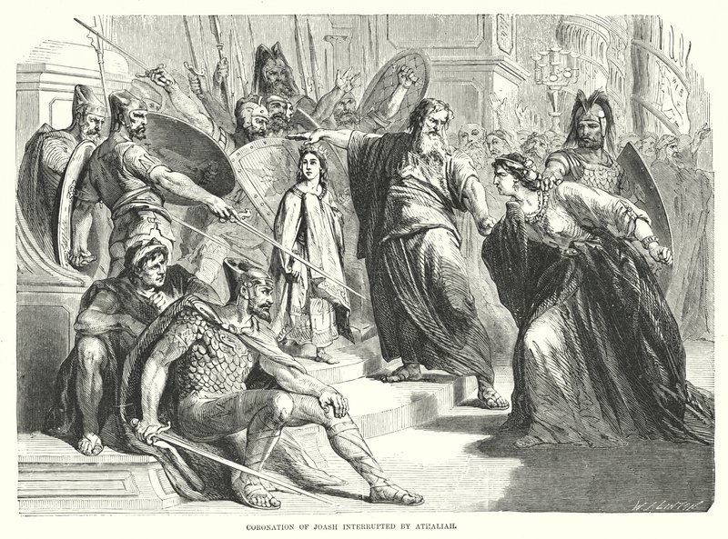 Coronation of Joash Interrupted by Athaliah (engraving) by English School