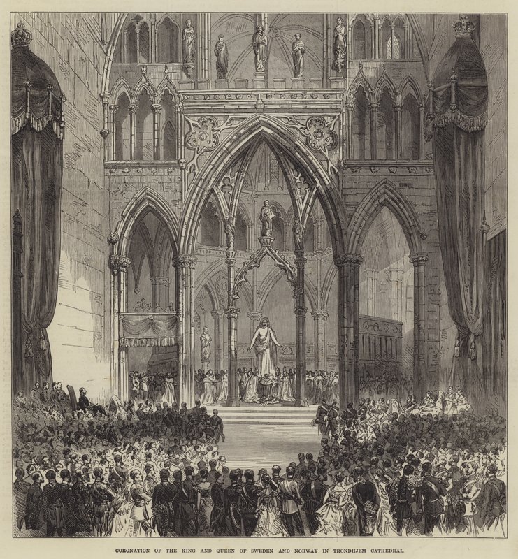 Coronation of the King and Queen of Sweden and Norway in Trondhjem Cathedral by English School