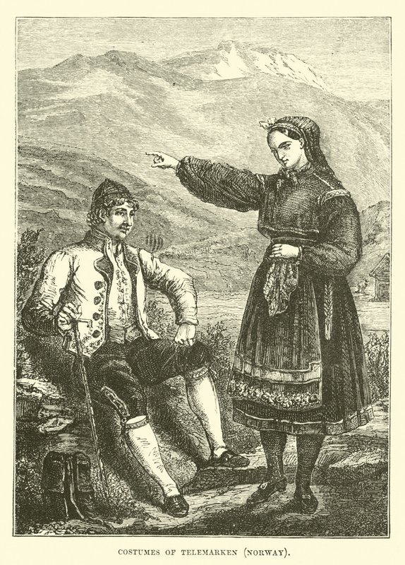 Costumes of Telemarken, Norway by English School