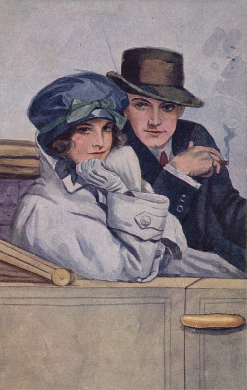 Couple Sitting in a Car by English School