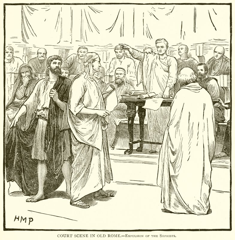 Court Scene in Old Rome (Expulsion of the Sophists) by English School