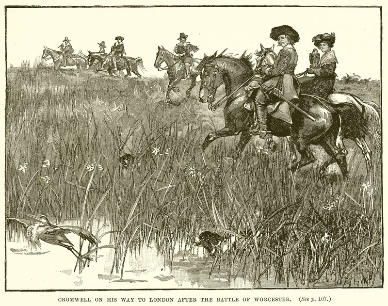 Cromwell on his Way to London after the Battle of Worcester by English School