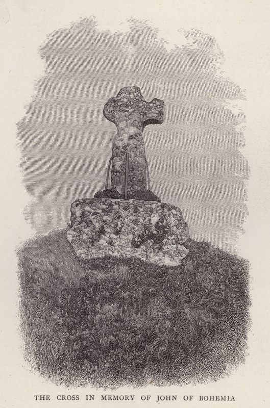 Cross in memory of King John of Bohemia, killed fighting in the French army at the Battle of Crecy, Hundred Years War by English School