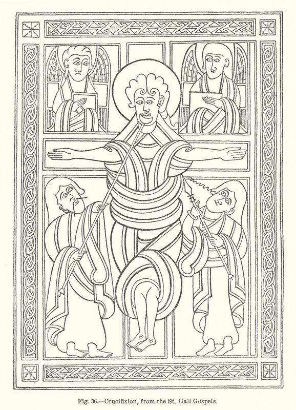 Crucifixion, from the St Gall Gospels by English School