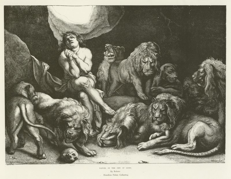 Daniel in the Den of Lions by English School