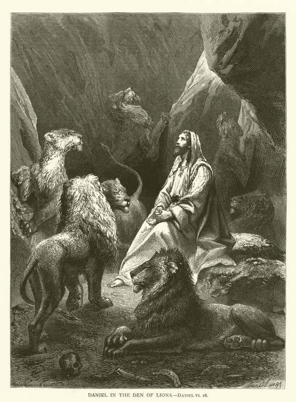 Daniel in the Den of Lions by English School