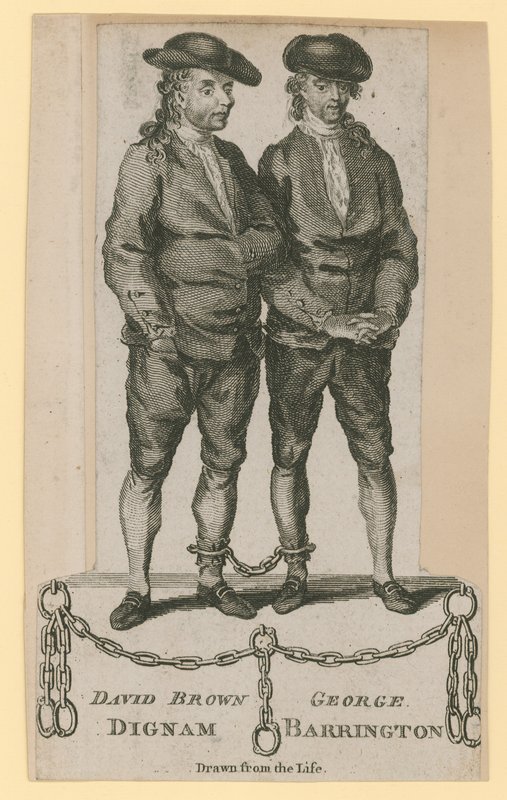 David Brown Dignam and George Barrington, drawn from life by English School