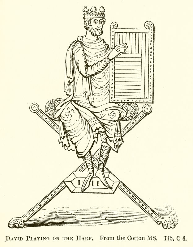 David Playing on the Harp by English School