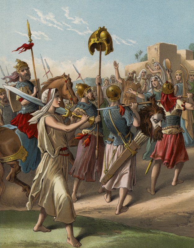 David Returning from the Slaughter of the Philistine by English School