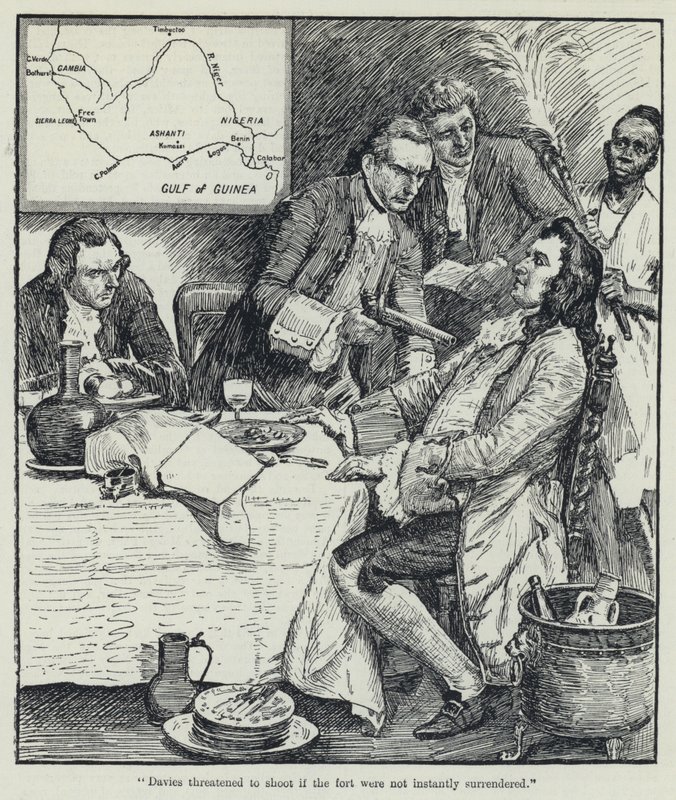 Davies threatened to shoot if the fort were not instantly surrendered by English School