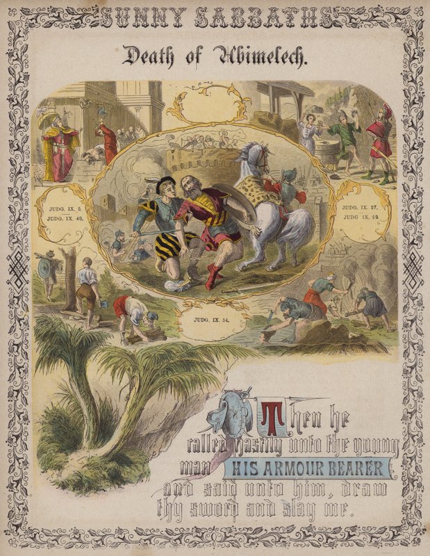 Death of Abimelech by English School