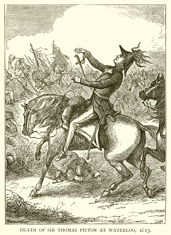 Death of Sir Thomas Picton at Waterloo, 1815 by English School