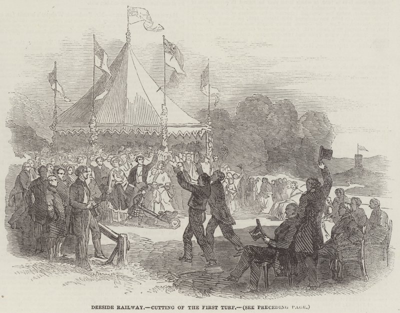 Deeside Railway, Cutting of the First Turf by English School