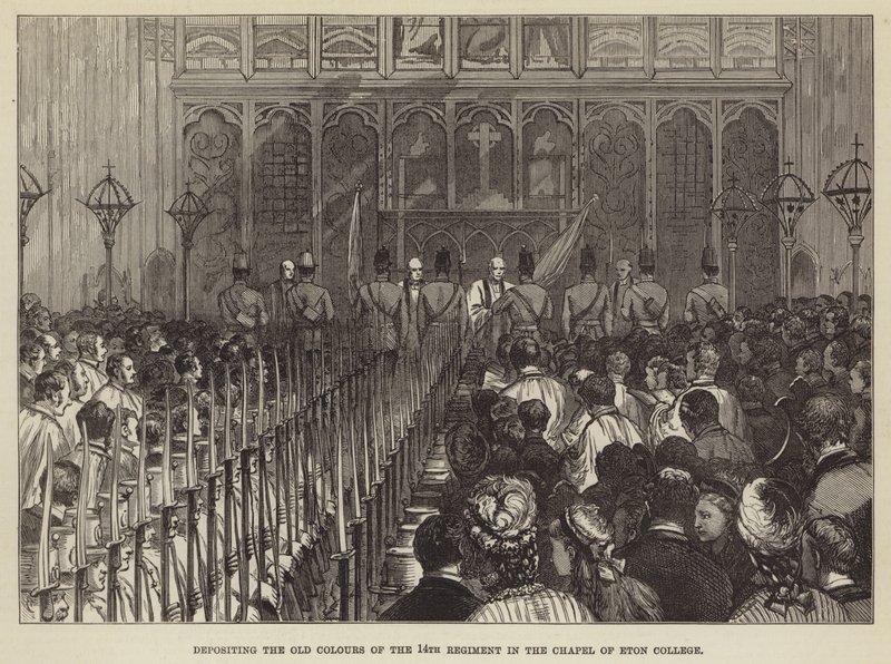 Depositing the Old Colours of the 14th Regiment in the Chapel of Eton College by English School