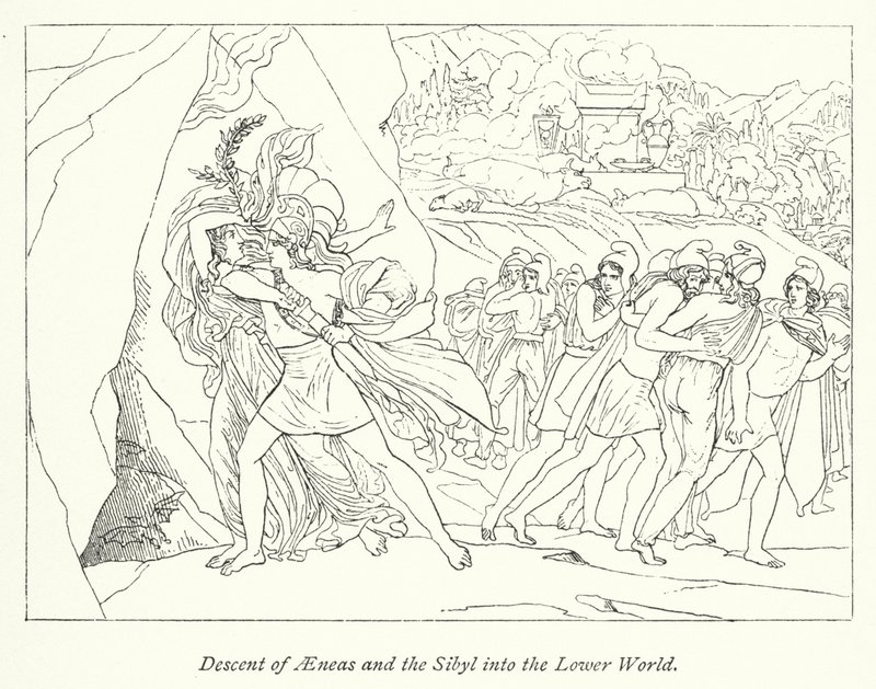 Descent of Aeneas and the Sibyl into the Lower World by English School