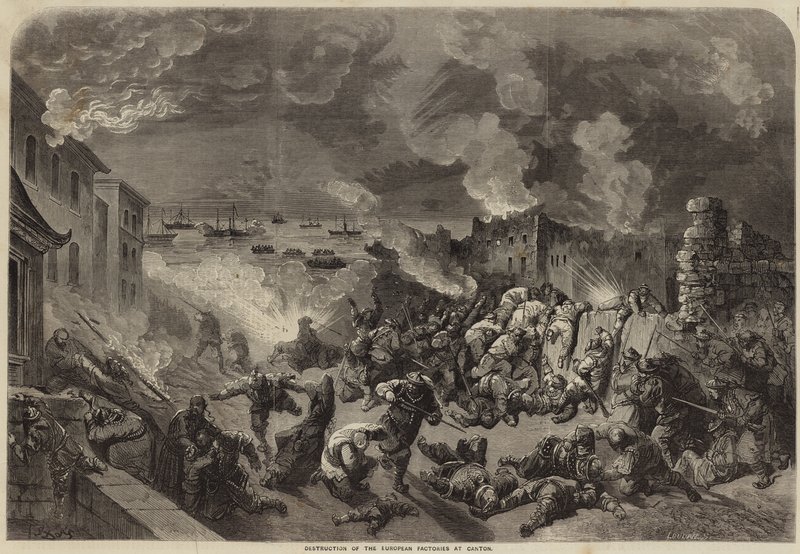 Destruction of the European factories at Canton by English School
