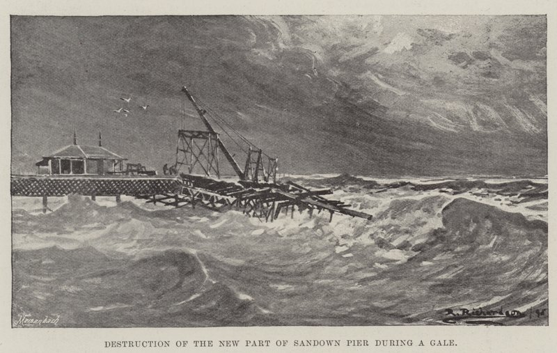 Destruction of the New Part of Sandown Pier during a Gale by English School