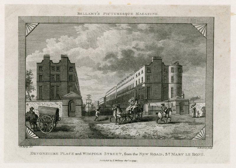 Devonshire Place and Wimpole Street from the New Road, St Marylebone by English School