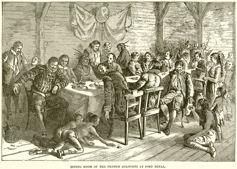 Dining Room of the French Colonists at Port Royal by English School
