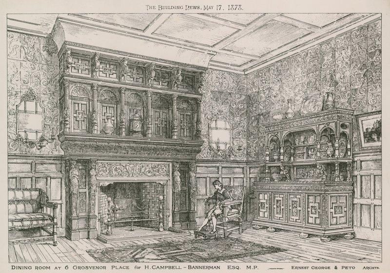Dining Room at 6 Grosvenor Place for H Campbell-Bannerman, MP by English School
