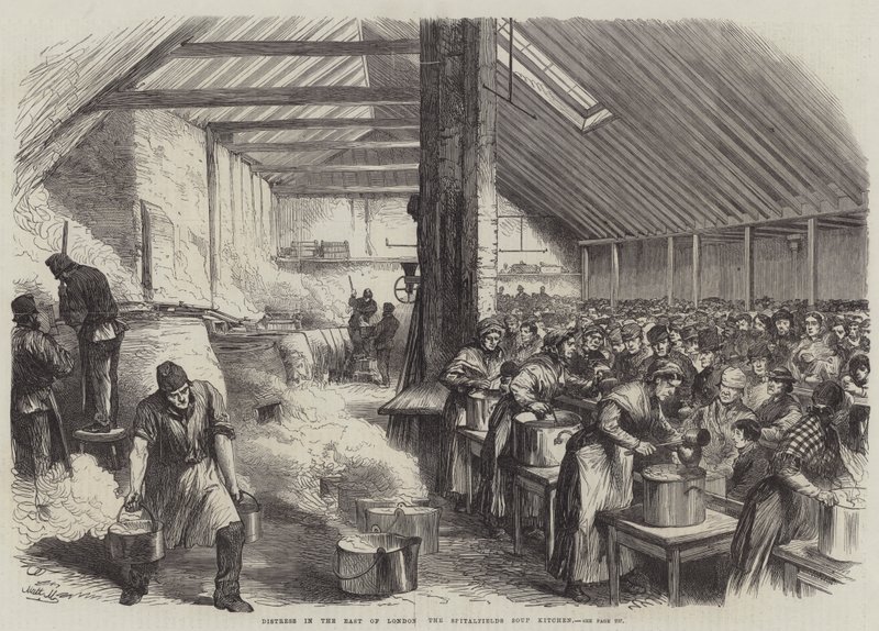 Distress in the East of London, the Spitalfields Soup Kitchen by English School
