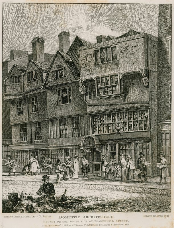 Domestic architecture: houses on the south side of Leadenhall Street, London by English School