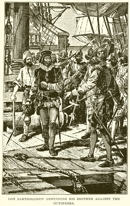 Don Bartholomew Defending His Brother Against the Mutineers by English School