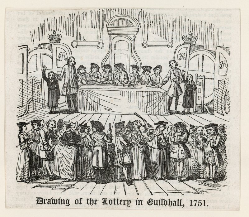 Drawing of the Lottery in Guildhall, 1751 by English School