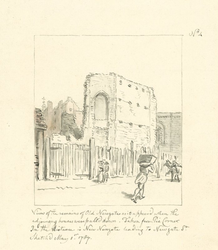 Drawing of the Remains of Old Newgate by English School