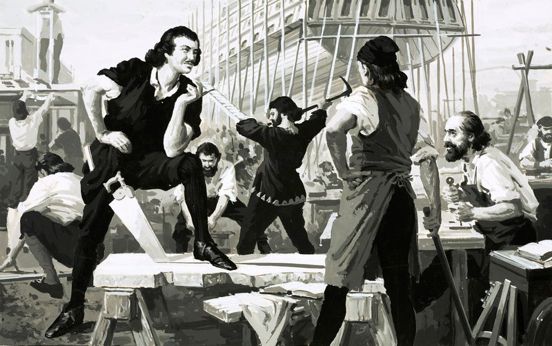 Dressed as an English Sailor, Peter the Great Helped Build Great Sailing Ships by English School