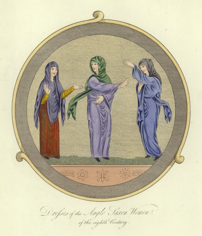 Dresses of the Anglo-Saxon Women of the 8th Century by English School