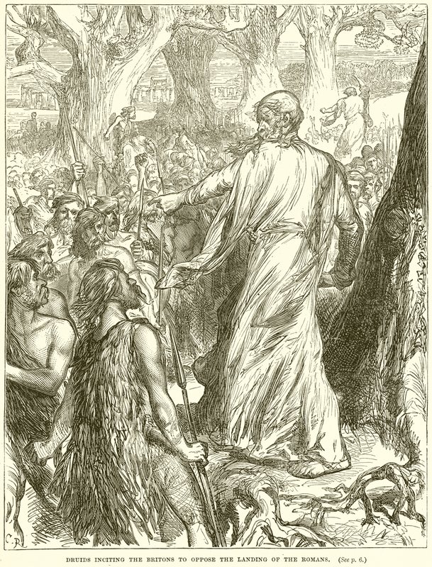 Druids Inciting the Britons to Oppose the Landing of the Romans by English School
