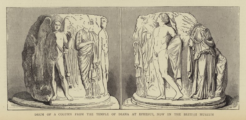 Drum of a Column from the Temple of Diana at Ephesus, Now in the British Museum by English School