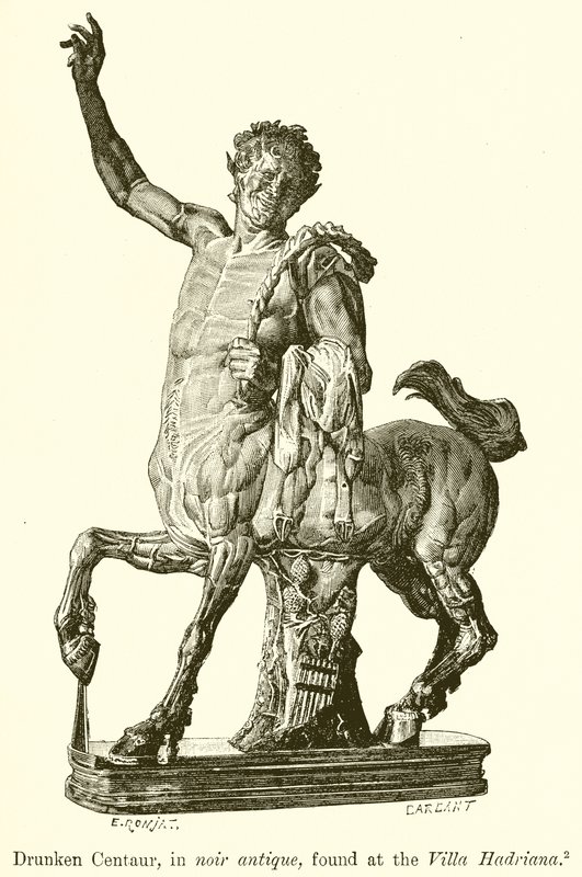 Drunken Centaur, in Noir Antique, found at the Villa Hadriana by English School