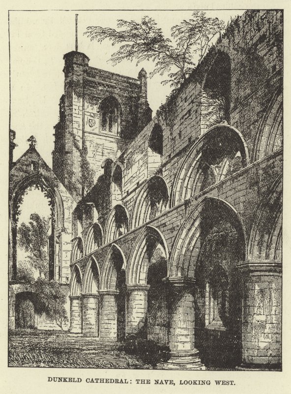Dunkeld Cathedral, the Nave, looking West by English School