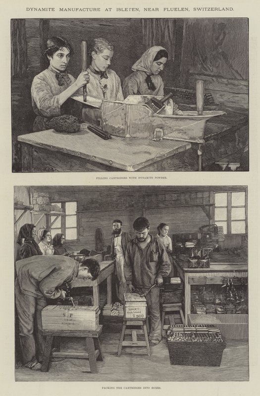 Dynamite Manufacture at Isleten, near Fluelen, Switzerland by English School
