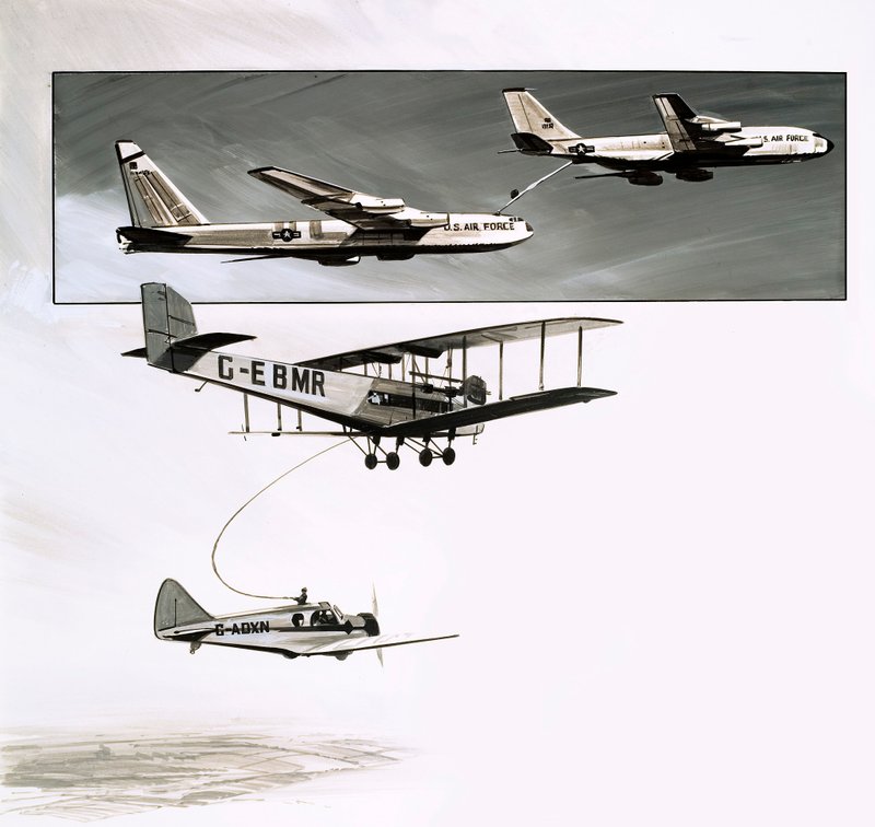 Early in-flight refuelling for a Handley Page W10 by English School