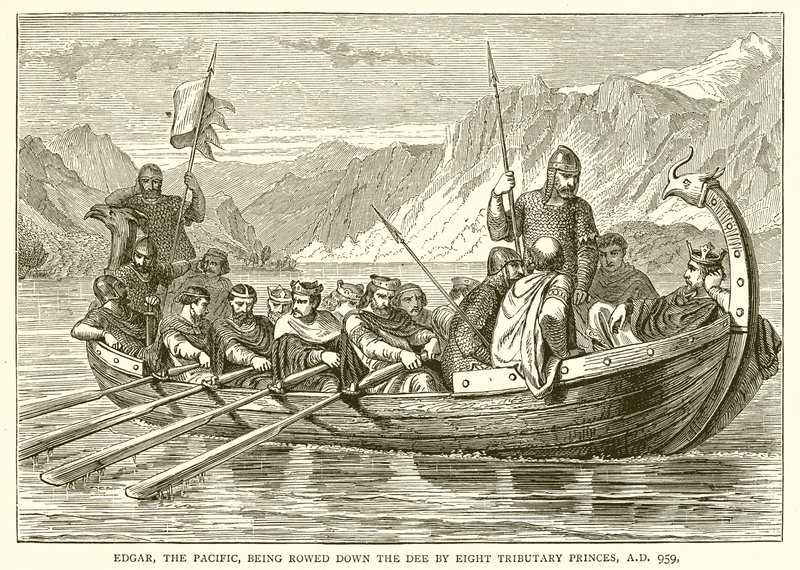 Edgar, the Pacific, being Rowed down the Dee by Eight Tributary Princes, A.D. 959 by English School