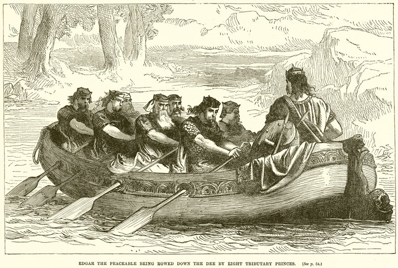 Edgar the Peaceable Being Rowed Down the Dee by Eight Tributary Princes by English School