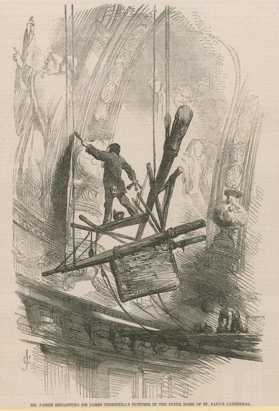 Edmund Thomas Parris repainting the inner dome by English School