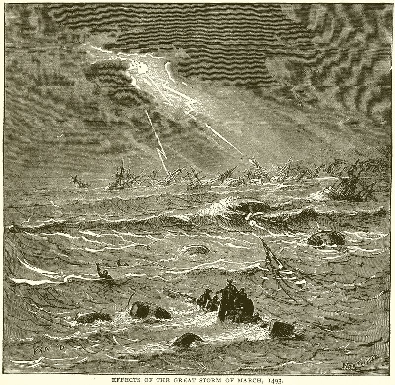 Effects of the Great Storm of March, 1493 by English School